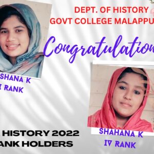 Congratulations to MA History Rank Holders